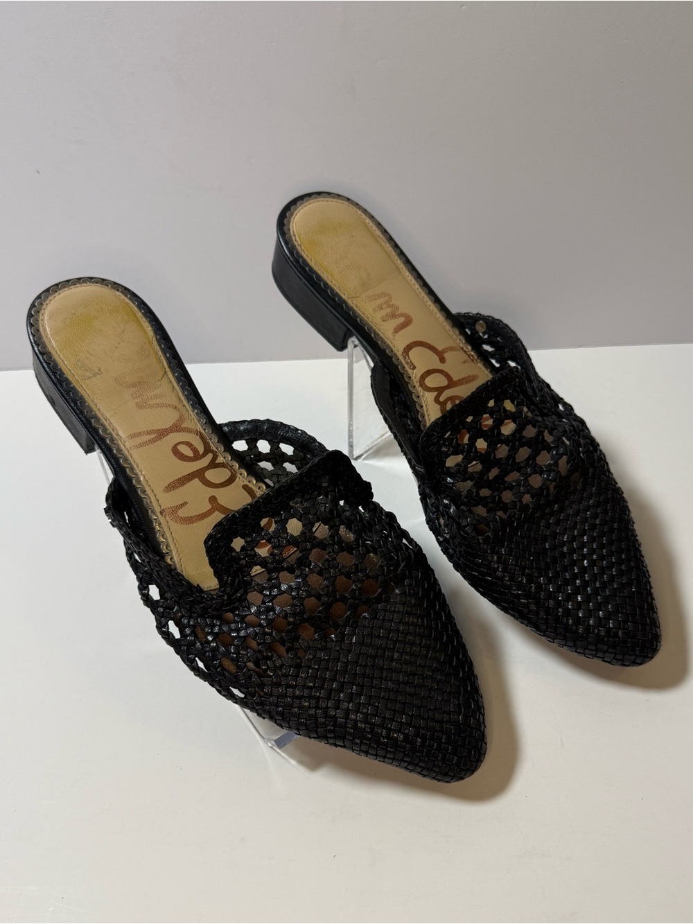 Sam Edelman Black Woven Pointed-Toe Mule